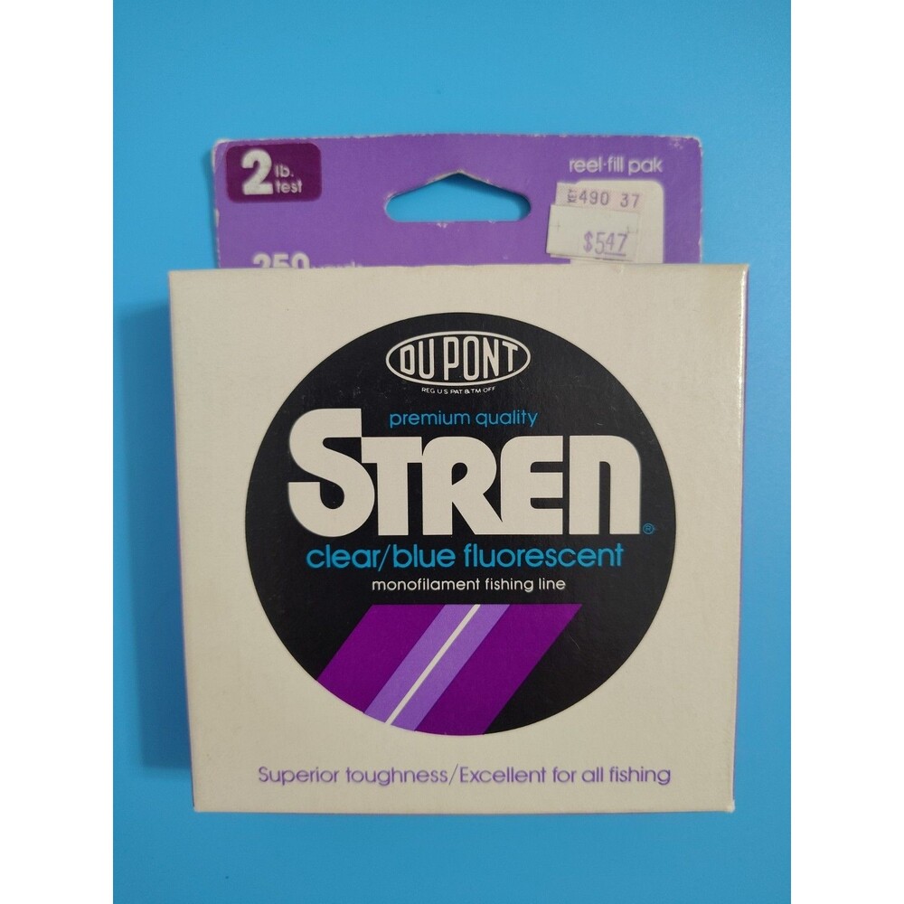 Vintage 1980s DuPont Stren Fishing Line 2 lb Test 250yd. Clear/Blue New In Box